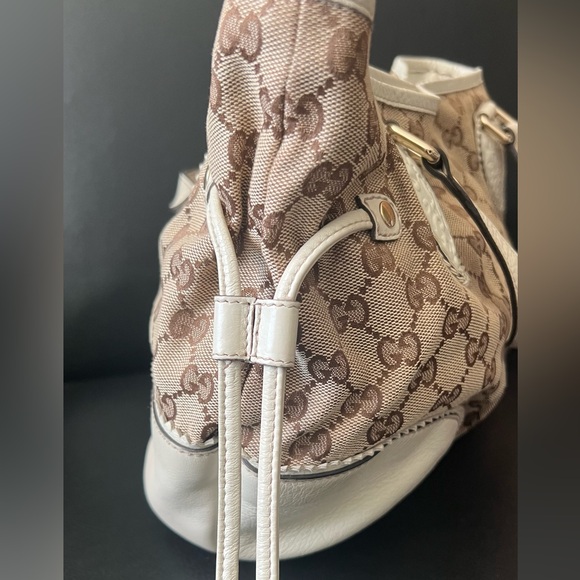 Gucci GG Mono beige / brown shoulder bag with tassels - Picture 9 of 12